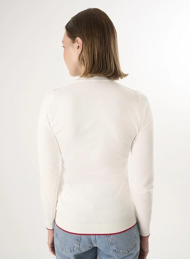 FELIX HARDY Ecru Crew Neck Knitted Pullover for Women | Best Price UAE