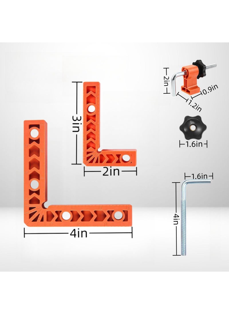ZTUKOMN 90 Degree Clamp,Positioning Squares,(3" 4") x 8 Right Angle Clamp with 8 Clamp,Corner Clamps Woodworking Tool for Pictures Frames, Cabinets, Boxes  - Image 2