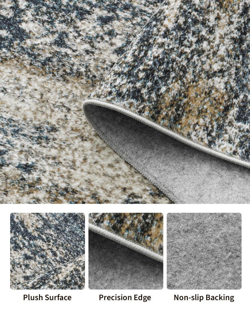 Art&Tuft Washable Rug, Anti-Slip Backing Abstract Area Rug 5x7, Stain Resistant Rugs for Living Room, Foldable Machine Washable Area Rug 5x7, Navy - Image 5