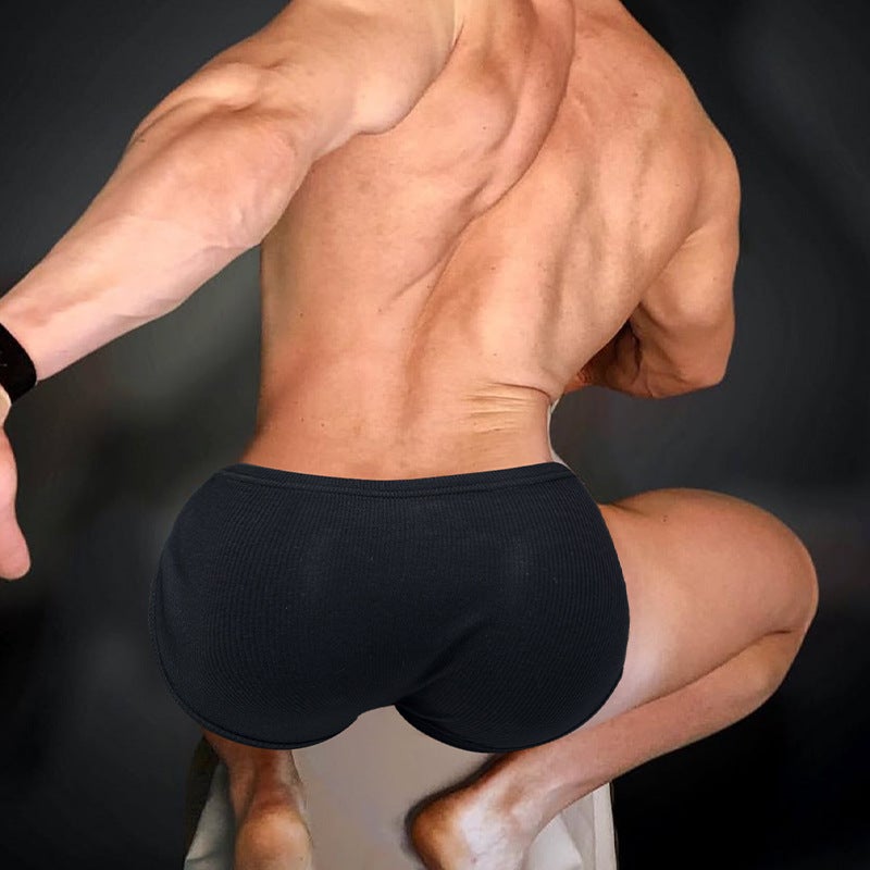 Sexy Men's High-Cut Boxer Briefs with Striped Design, Breathable & Seamless Fitness Underwear - Image 5