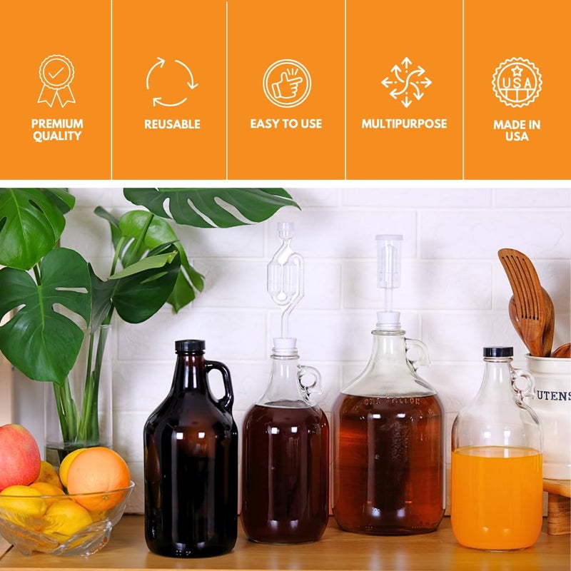 FastRack 64 oz Growler, 1/2 Gallon Glass Beer Growler with 18 Polyseal caps (Case of 6), Half Gallon Glass Jug, Clear Growlers for Beer - Image 2