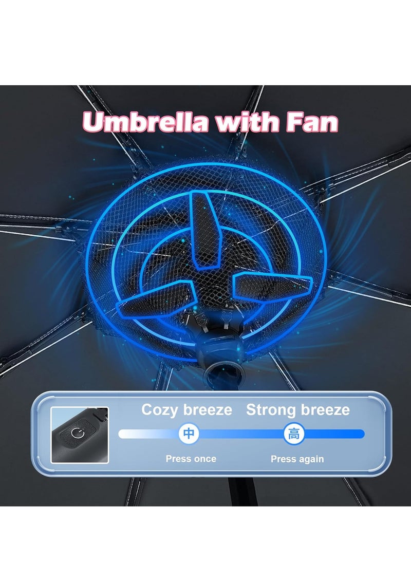 Generic Uv Umbrellas for Sun Protection with Fan, Cooling Umbrella with Fan,Portable and Rechargeable, Travel Pocket Summer Umbrella for Sun or Rain, Umbrella with fan Silver and pink  - Image 4