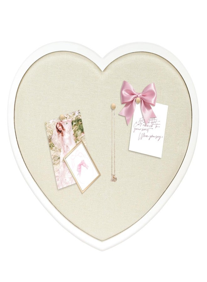 YCCYYCCY Heart-Shaped Bulletin Board with Linen, Cork Board Alternative for Wall, Approx. 17 x 15 inch Pin Board for Office, Home, School, Valentine's Decor(WH-AX-MB) - Image 1