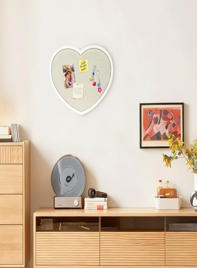 YCCYYCCY Heart-Shaped Bulletin Board with Linen, Cork Board Alternative for Wall, Approx. 17 x 15 inch Pin Board for Office, Home, School, Valentine's Decor(WH-AX-MB) - Image 2