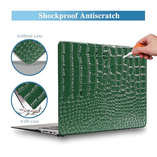 KEROM Compatible for MacBook Pro 14 Inch Case 2026 M5, 2021-2025 M4 M3 M2 M1 A3427 A3426 A3434 A3112 A3185 A3401 A2918 A2992 A2779 A2442, Crocodile Skin PU Leather Hardshell & Keyboard Cover, Green - Image 3