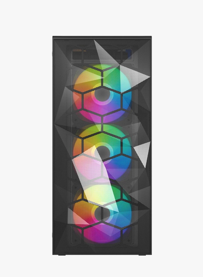 هووك حافظة ألعاب من الزجاج المقوى PS195 - حافظة متوسطة الحجم - 4 مراوح ARGB - أسود - Image 3