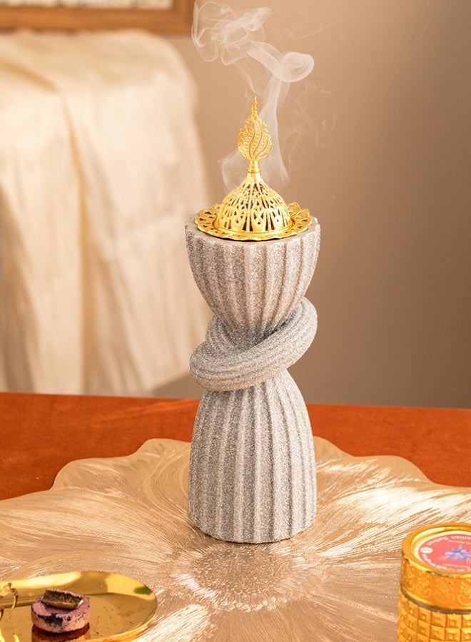 Resin Aroma Diffuser Handheld Incense Burner – Sequin Curtain Design Candle Holder Home Decor Gift - Image 1