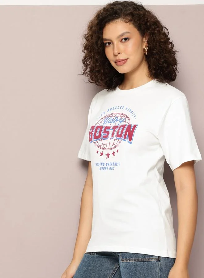 Dillinger Women Oversized Varsity Print T-Shirt