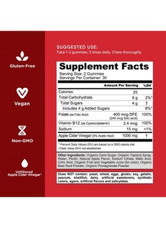 Goli Apple Cider Vinegar Gummy Vitamins - 180 Count - Vitamins B9 And B12, Gelatin-Free, Gluten-Free, Vegan And Non-GMO  - Image 4