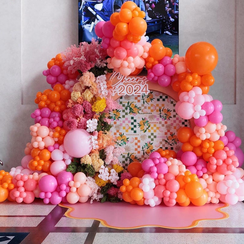 Bezente Pink and Orange Latex Balloons,60pcs 12 inch Light & Hot Pink Orange Confetti Balloons for Baby Shower, Birthday, Wedding, Tropical Party decorations - Image 4