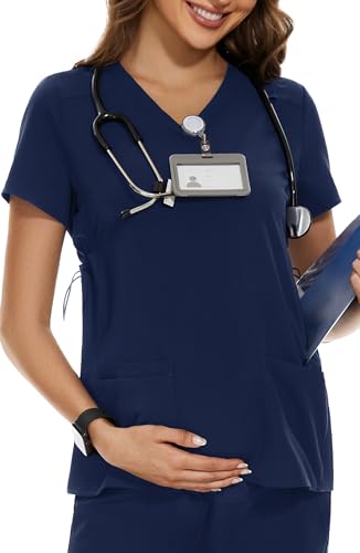 PACBREEZE بلوزة طبية للحوامل من PACBREEZE للنساء / قميص بفتحة على شكل V ملابس طبية للحمل، S-XXL (كحلي، متوسط)  - Image 5