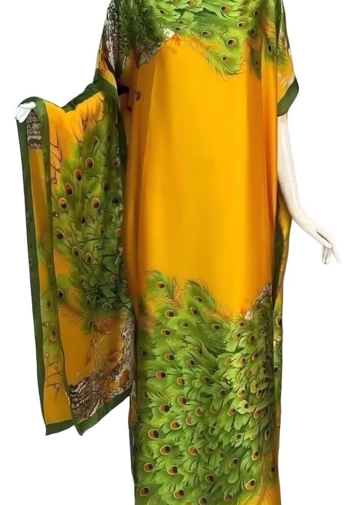 Light Luxury Middle Eastern Style Printed Robe Set with Matching Headscarf - Image 1