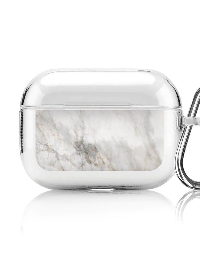 Stylizedd Classic Clear printed Case for Apple AirPods Pro 2nd Generation Thin Transparent Cover [Designed for Apple AirPods Pro 2nd Generation] - Marble Print Beige Grey - Image 1