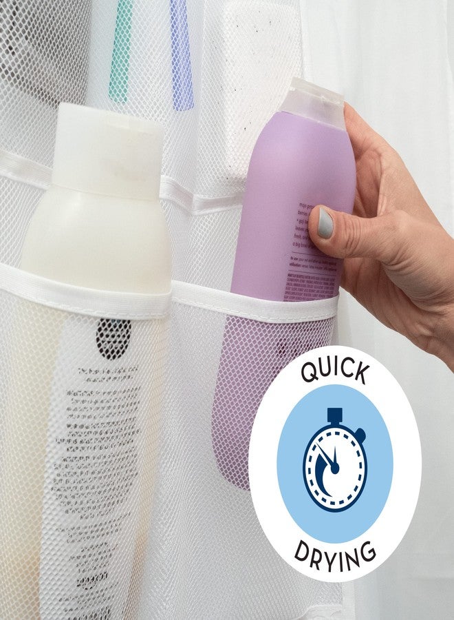 S&T INC. Shower Organizer, Shower Caddy or Bathroom Organizer with Quick Drying Mesh, 7 Pockets to Hold Shampoo, Soap, Loofah, and Cruise Ship Essentials, 14 Inch by 30 Inch, White, 2 Pack - Image 4
