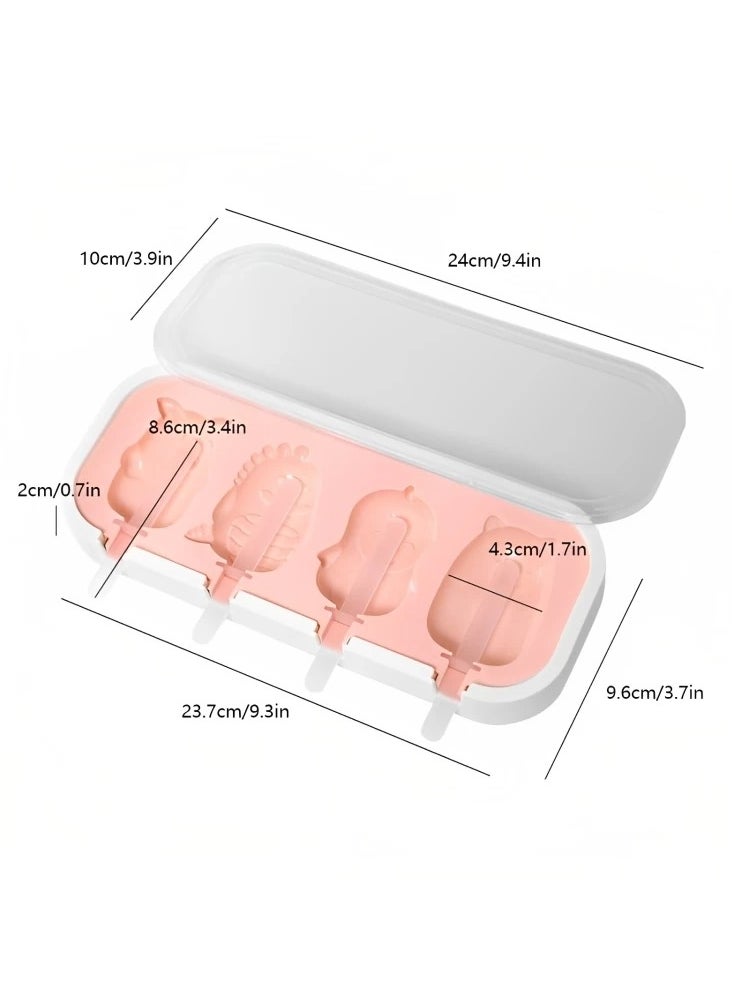 Generic - 4-Holes Silicone Ice Cream Maker Molds pink One Size - Image 1