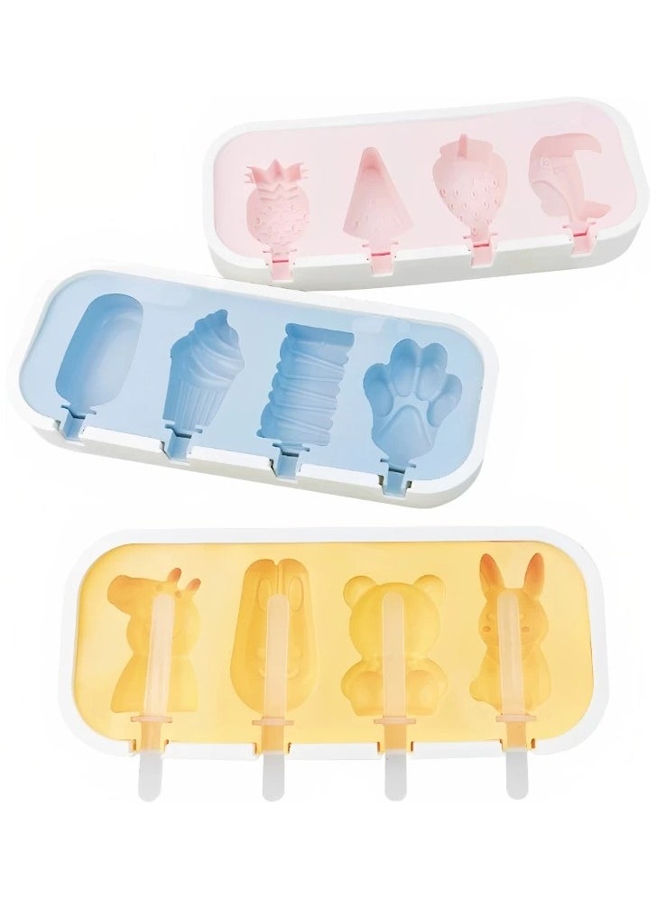 Generic - 4-Holes Silicone Ice Cream Maker Molds pink One Size - Image 1