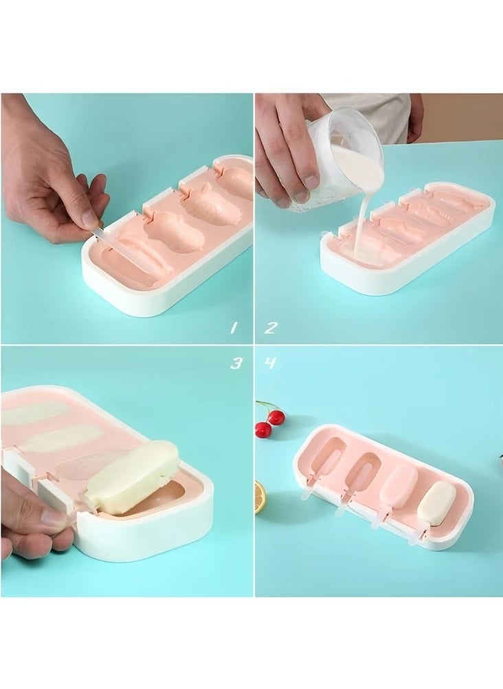 Generic - 4-Holes Silicone Ice Cream Maker Molds pink One Size - Image 1