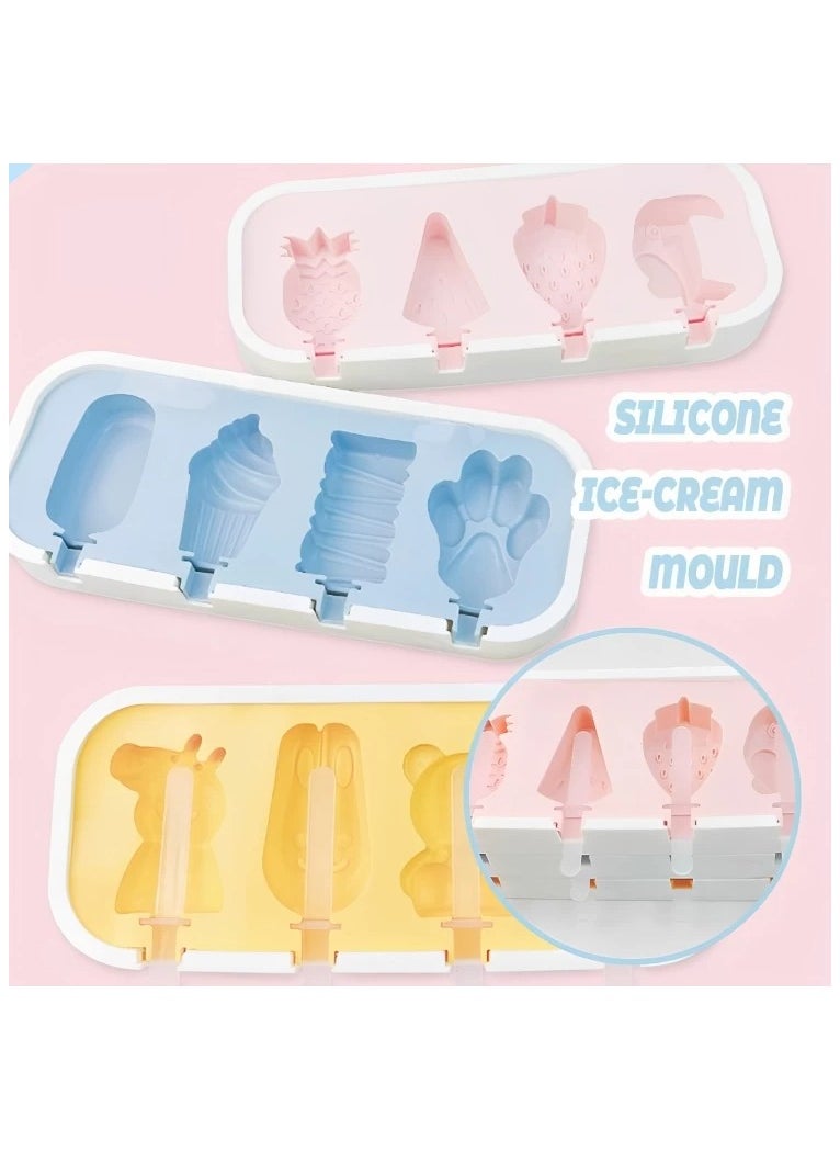 Generic - 4-Holes Silicone Ice Cream Maker Molds pink One Size - Image 1