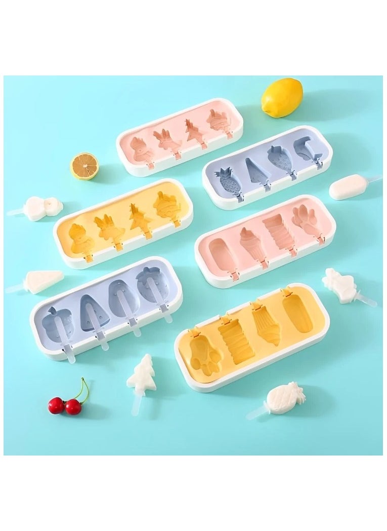 Generic - 4-Holes Silicone Ice Cream Maker Molds pink One Size - Image 1