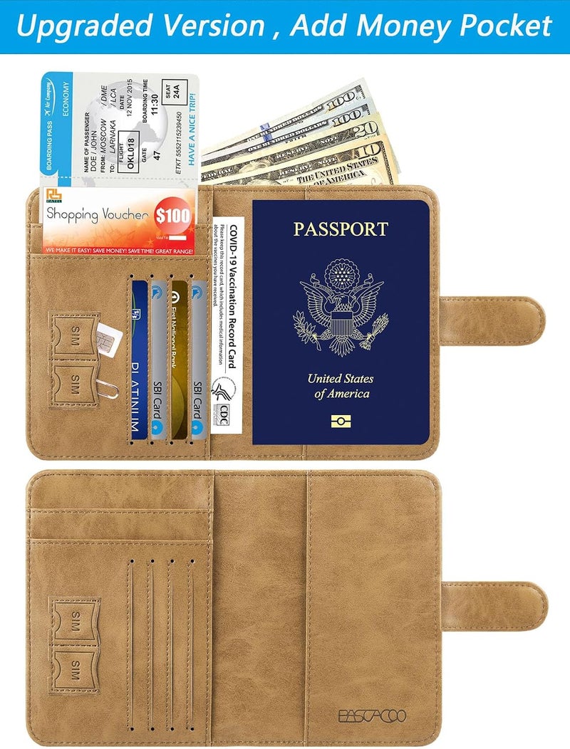 PASCACOO Passport Holder Cover Wallet RFID Blocking Leather Card Case Travel Accessories for Women Men (Brown) - Image 3