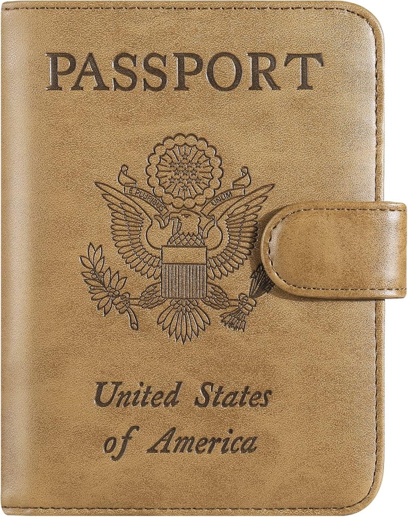 PASCACOO Passport Holder Cover Wallet RFID Blocking Leather Card Case Travel Accessories for Women Men (Brown) - Image 1