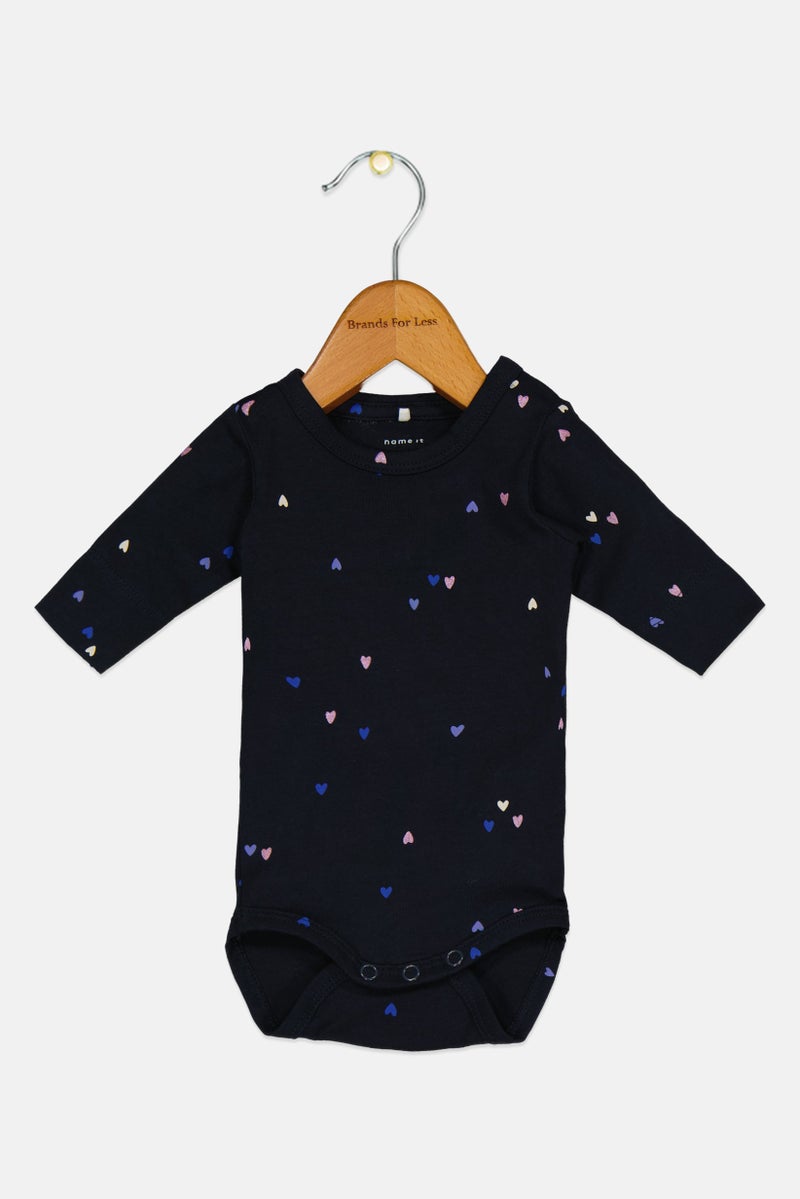 NAME IT Toddlers Girl Crew Neck Long Sleeves Allover Print Bodysuit, Multicolor - Image 1