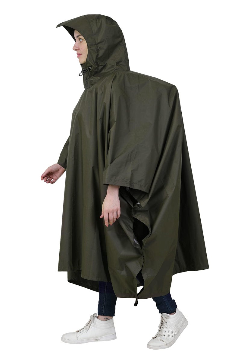 Rocksport Unisex Outdoor Rain Poncho for Adult,Multi Use, Waterproof, Lightweight, Reusable & Packable, One Size Fits Most (Army Green) - Image 1