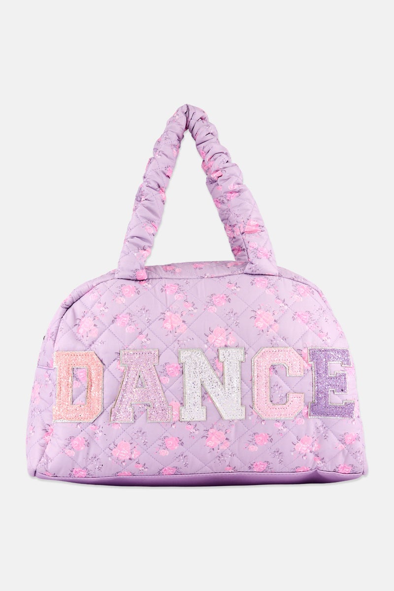Miss Gwen's OMG Kids Girl Floral Pattern Dance Duffle Bag, Lilac - Image 1