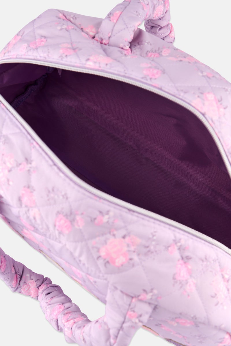 Miss Gwen's OMG Kids Girl Floral Pattern Dance Duffle Bag, Lilac - Image 2