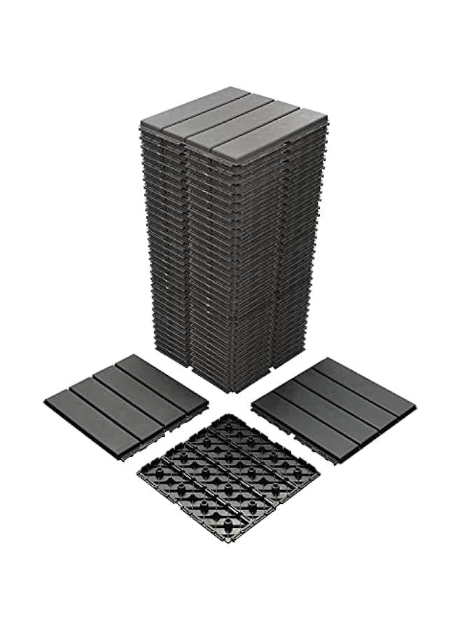 Arabest 36 sq. ft Plastic Interlocking Deck Tiles, 36 Pack,12x12 Waterproof Outdoor Flooring All Weather Use, Patio Floor Decking Tiles for Porch Poolside Balcony Backyard, Dark Grey - Image 1