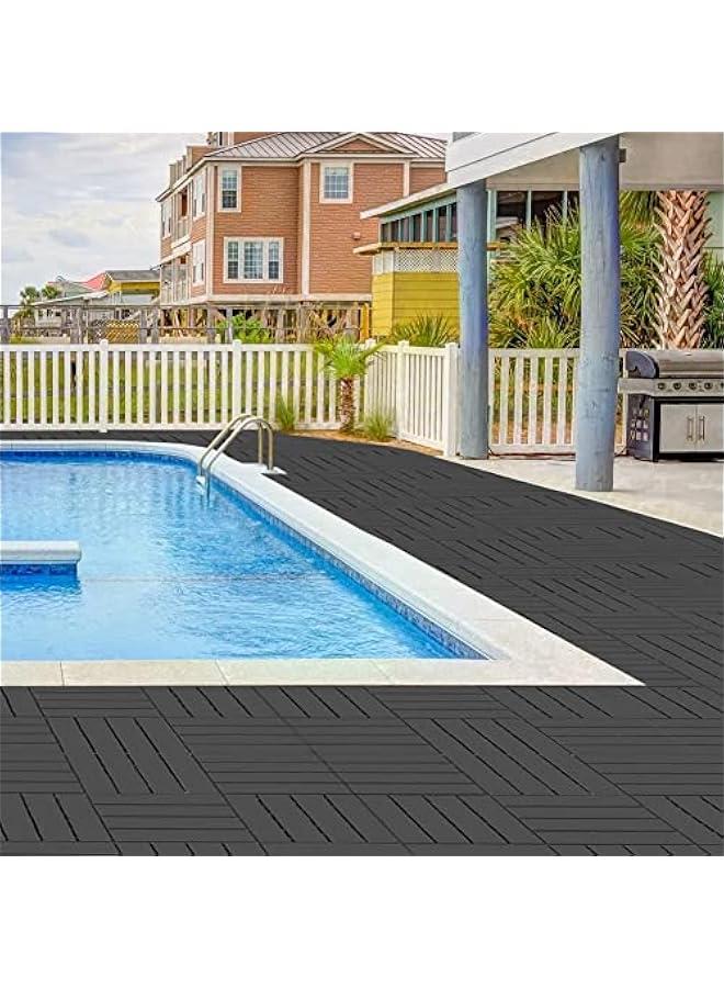 Arabest 36 sq. ft Plastic Interlocking Deck Tiles, 36 Pack,12x12 Waterproof Outdoor Flooring All Weather Use, Patio Floor Decking Tiles for Porch Poolside Balcony Backyard, Dark Grey - Image 5