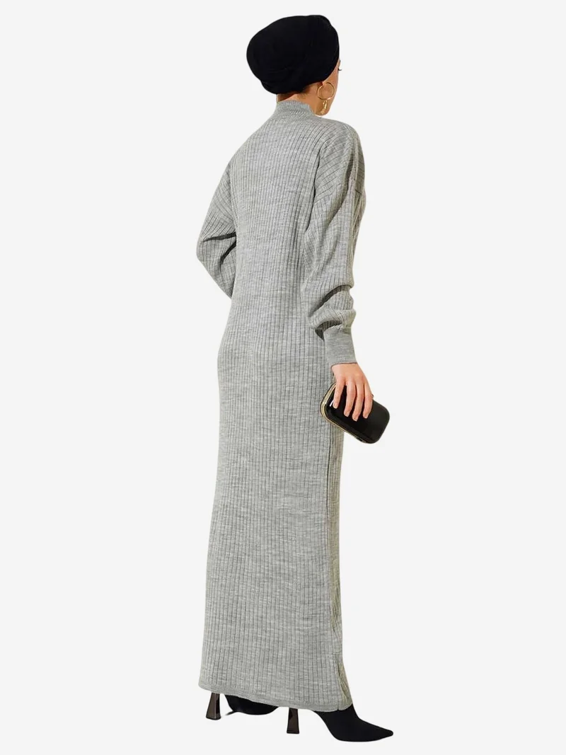 Big Dart Grey BDART Maxi Turtleneck Ribbed Knit Dress for Women | Best Price UAE