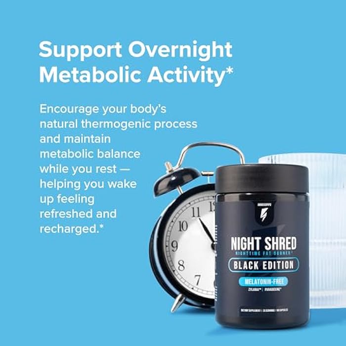 INNOSUPPS Night Shred Black Melatonin-Free - Night Time Fat Burner, Weight Loss, and Natural Sleep Support - GABA Complex with Ashwagandha, CLA, Grains of Paradise - Thermogenic Fat Burner - 90 Vegan Capsules - Image 2