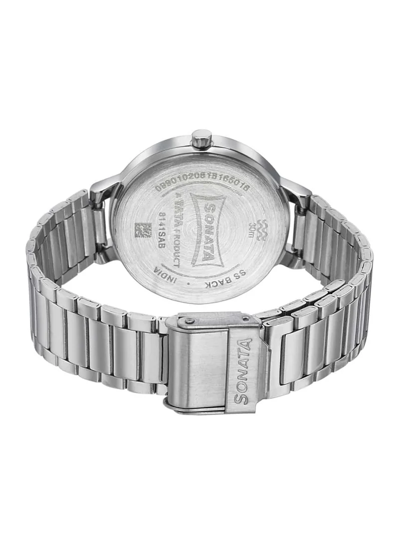 سوناتا Women's Analog Round Shape Stainless Steel Wrist Watch 8141SM04 - 39.4 Mm