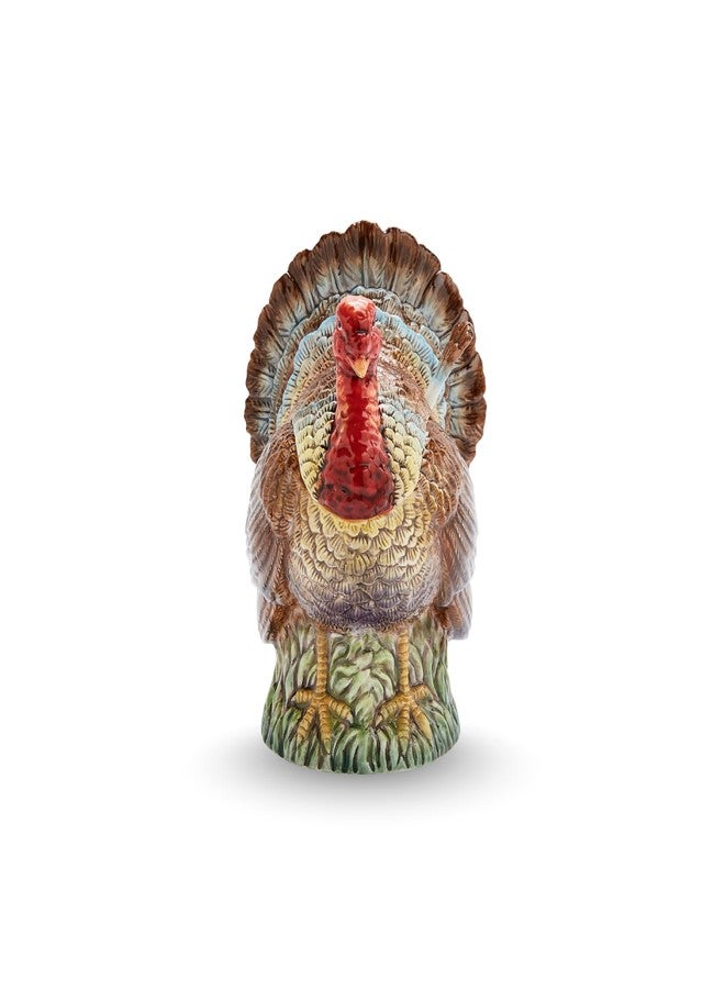 سبود وعاء تقديم مرق على شكل ديك رومي من سبود، سعة 14 أونصة، مع مغرفة - دولوميت، لعيد الشكر | قطعة مركزية كبيرة للطاولة | وعاء تقديم مزخرف | وعاء شوربة للعطلات، لعشاء عيد الشكر والوجبات الاحتفالية - Image 1