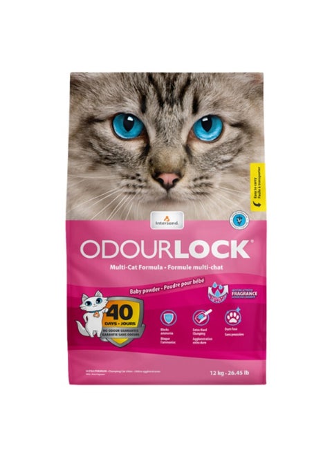 Odourlock Baby Powder Scented Clumping Cat Litter 12kg