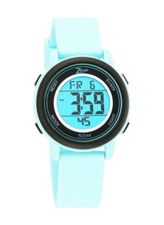 Digital Watch with Green Silicone Strap
