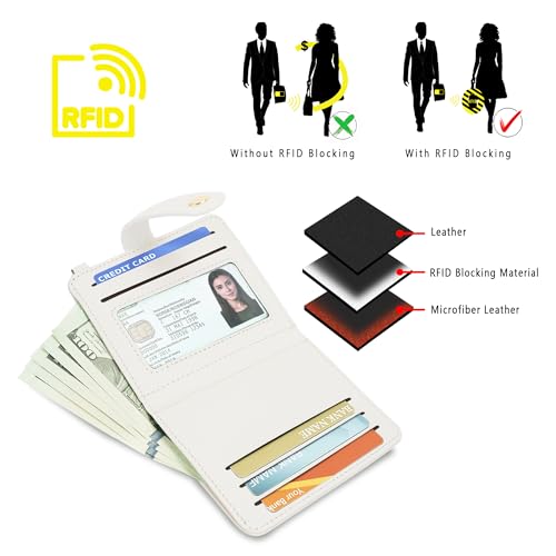 Airkit Small Wallets Woman RFID Blocking Leather Credit Card Holder - with ID Window - Card Wallets for Women - with Zipper Coin Purse - Keychain Wallet - Image 4