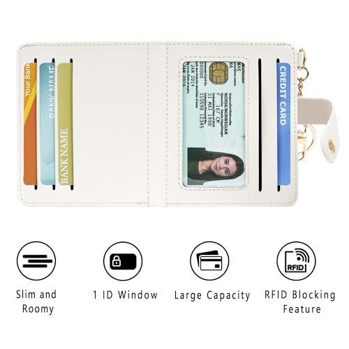 Airkit Small Wallets Woman RFID Blocking Leather Credit Card Holder - with ID Window - Card Wallets for Women - with Zipper Coin Purse - Keychain Wallet - Image 5
