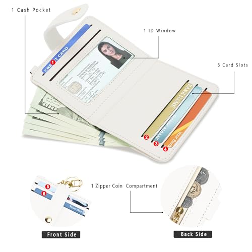 Airkit Small Wallets Woman RFID Blocking Leather Credit Card Holder - with ID Window - Card Wallets for Women - with Zipper Coin Purse - Keychain Wallet - Image 3