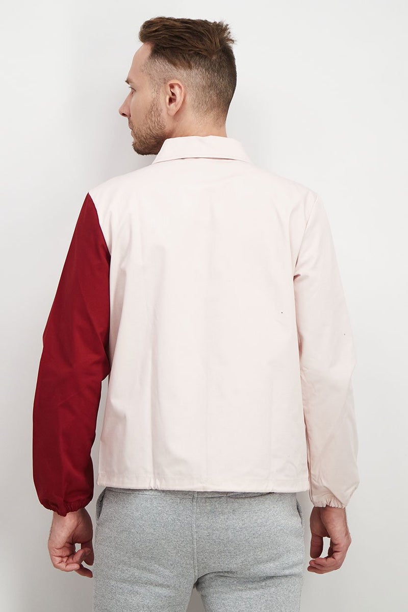 PUMA Men Sportwear Fit Long Sleeve Colorblock Coach Jacket, Pink Combo - Image 3
