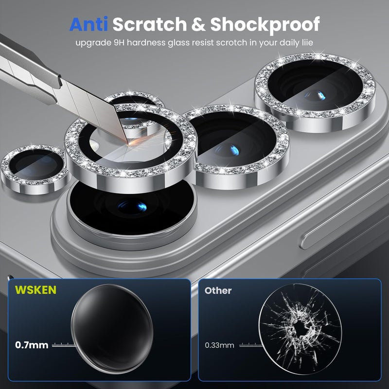 WSKEN for Samsung Galaxy S26 Ultra Camera Lens Protector - Ultra Thin Case Friendly, 9H Shatterproof Tempered Glass with Anti Scratch Metal Circle Camera Screen Protector Cover Accessories, Glitter - Image 3