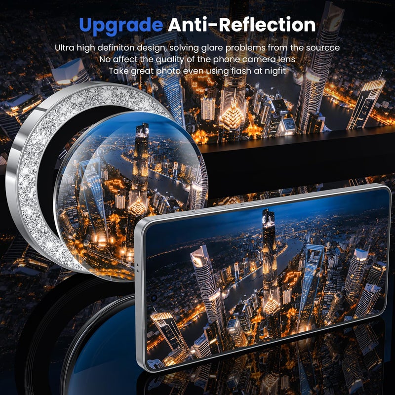 WSKEN for Samsung Galaxy S26 Ultra Camera Lens Protector - Ultra Thin Case Friendly, 9H Shatterproof Tempered Glass with Anti Scratch Metal Circle Camera Screen Protector Cover Accessories, Glitter - Image 2