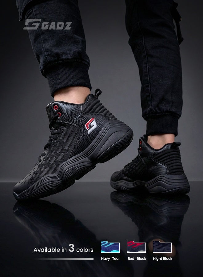 Gadz Velocity MG1040 Men’s High-Top Casual Sneakers | Stylish All-Black Streetwear, Cushion Comfort, Lightweight Daily Wear - Image 3