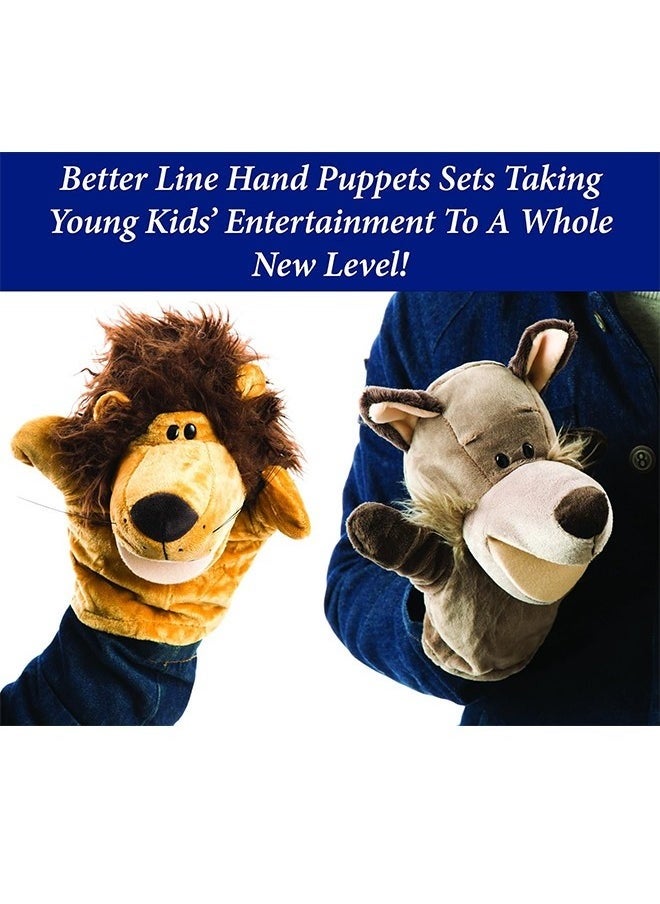 OMEVE - 2 Pcs Animal Hand Puppets Set for Kids & Adults - 12.5" Premium Quality Soft Plush Toys with Movable Mouths - Perfect for Storytelling, Teaching, Preschool, Role-Play - Durable, Vibrant, Educational Puppets - Image 1