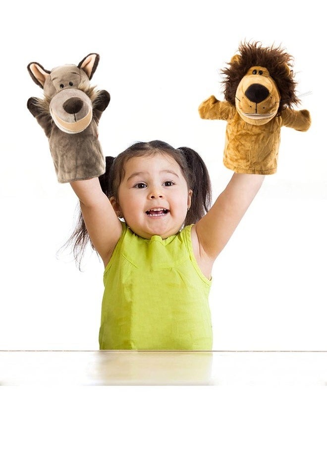 OMEVE - 2 Pcs Animal Hand Puppets Set for Kids & Adults - 12.5" Premium Quality Soft Plush Toys with Movable Mouths - Perfect for Storytelling, Teaching, Preschool, Role-Play - Durable, Vibrant, Educational Puppets - Image 1