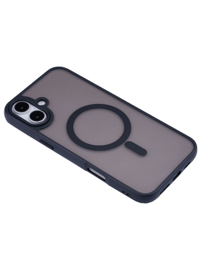 Magnetic Case Cover for iPhone 16 5G,[Compatible with Magsafe][Mil-Grade Drop Protection] Slim Shockproof Translucent Protective Phone Back Case Cover for iPhone 16 5G, Black