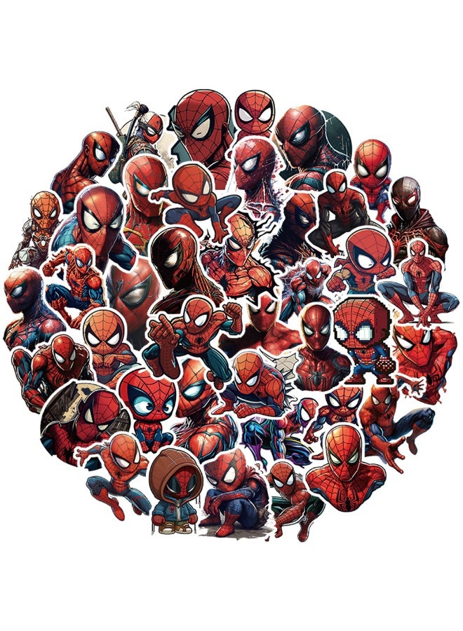 50Pcs Spider-Man Vinyl Stickers, Superhero Theme Waterproof Decals for Laptop, Water Bottle, Skateboard, Kids Party Favors, DIY Decorations - Image 2