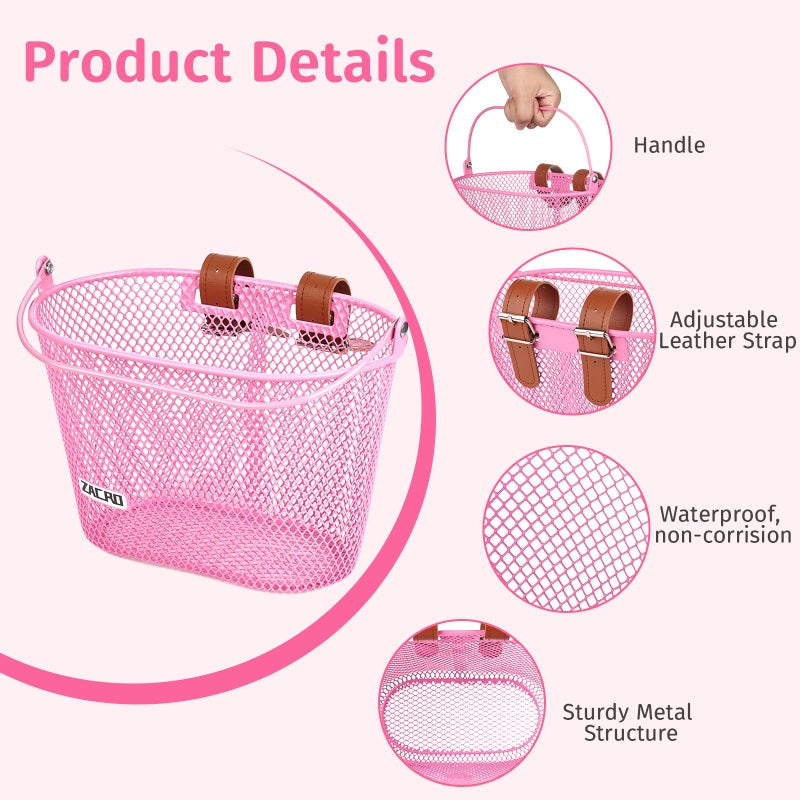 Zacro Kids Bike Basket, Upgraded Bicycle Baskets for Boys and Girls, Toddler Bike Basket with Bike Bell, Bike Streamers Decoration Accessories Set, Children's Bike Basket Fit for Kids Bike Scooter - Image 3