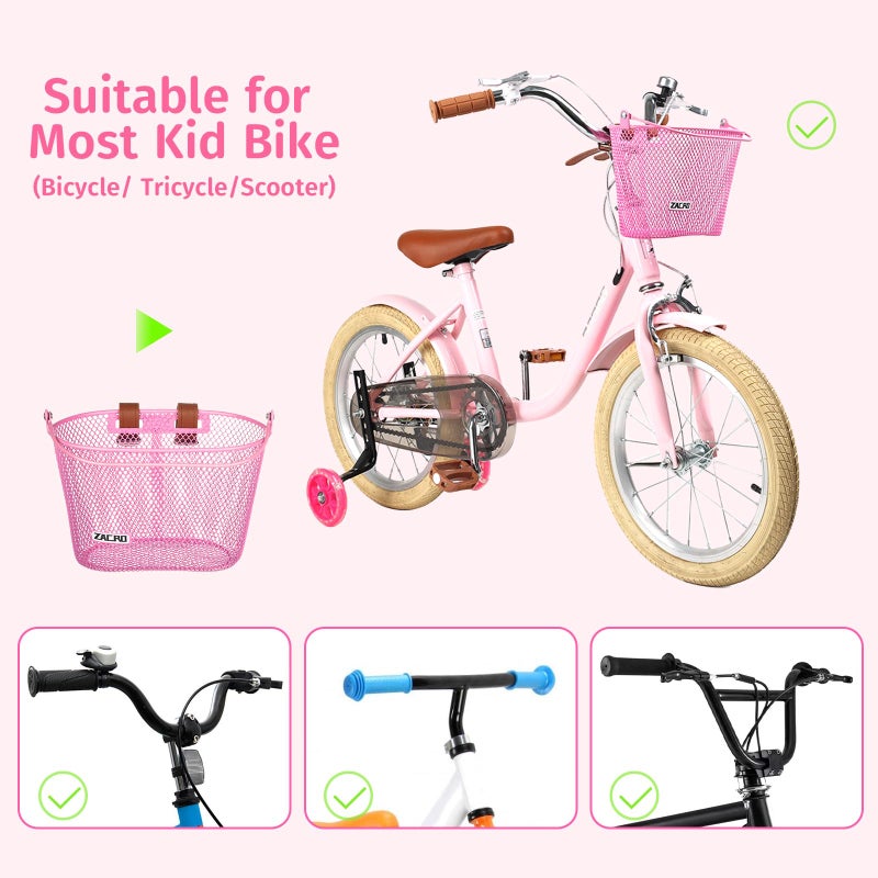 Zacro Kids Bike Basket, Upgraded Bicycle Baskets for Boys and Girls, Toddler Bike Basket with Bike Bell, Bike Streamers Decoration Accessories Set, Children's Bike Basket Fit for Kids Bike Scooter - Image 4